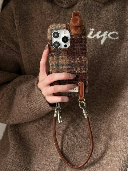 Labubu  | Brown Plaid  | Phone Case